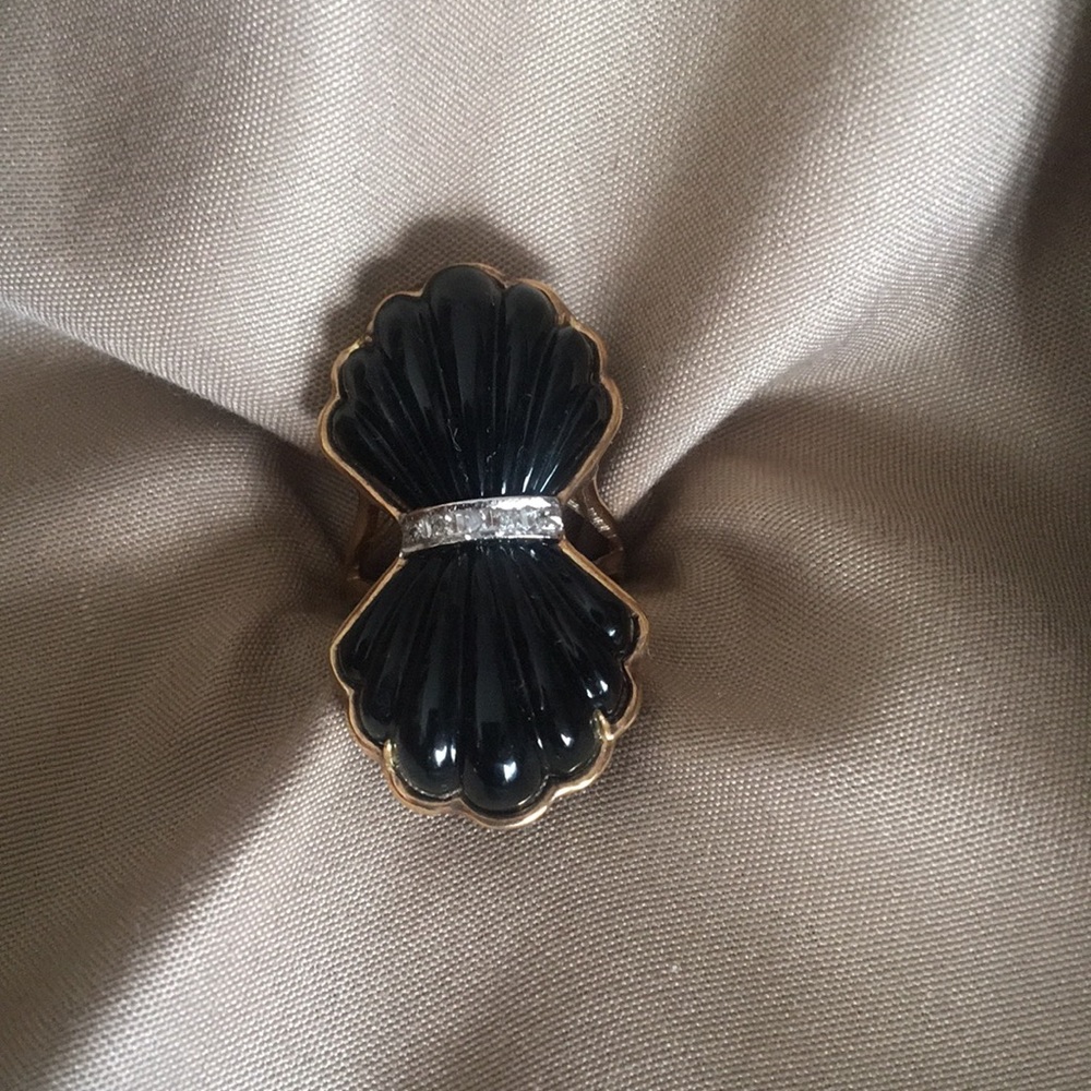 Large Onyx and Diamond Ring. 14k!